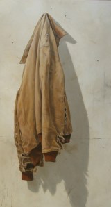 Jane Wolsak's "Brown Jacket" 2007. Acrylic paint on wood panel.